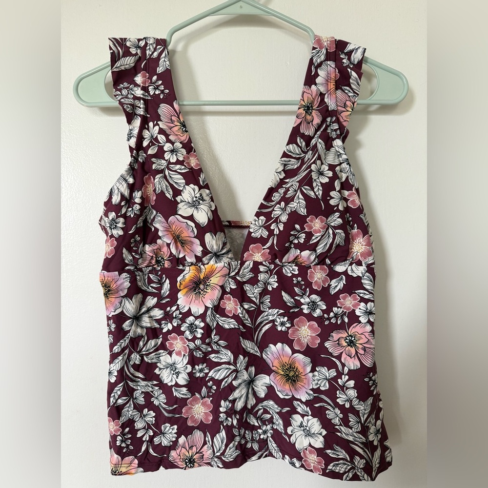 Women’s Floral Burgundy Swim Top